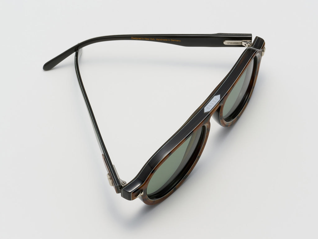 Harlem Square Horn Spotty Tortoise / Hunter - JP028 #color_spotty-tortoise-hunter-jp028