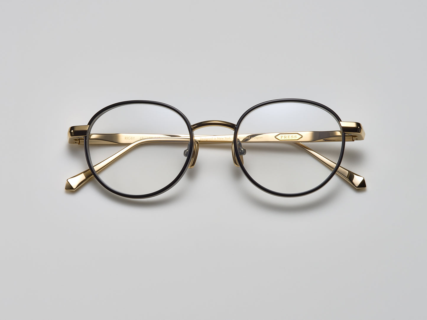 Rigby Optical Shiny Black / Shiny Gold / Matte Ruthenium - DR003 #color_shiny-black-shiny-gold-matte-ruthenium-dr003