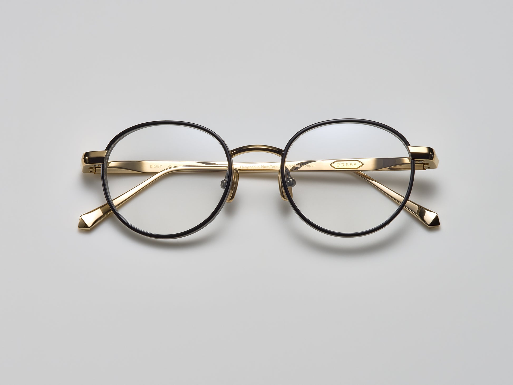 Rigby Optical Shiny Black / Shiny Gold / Matte Ruthenium - DR003 #color_shiny-black-shiny-gold-matte-ruthenium-dr003