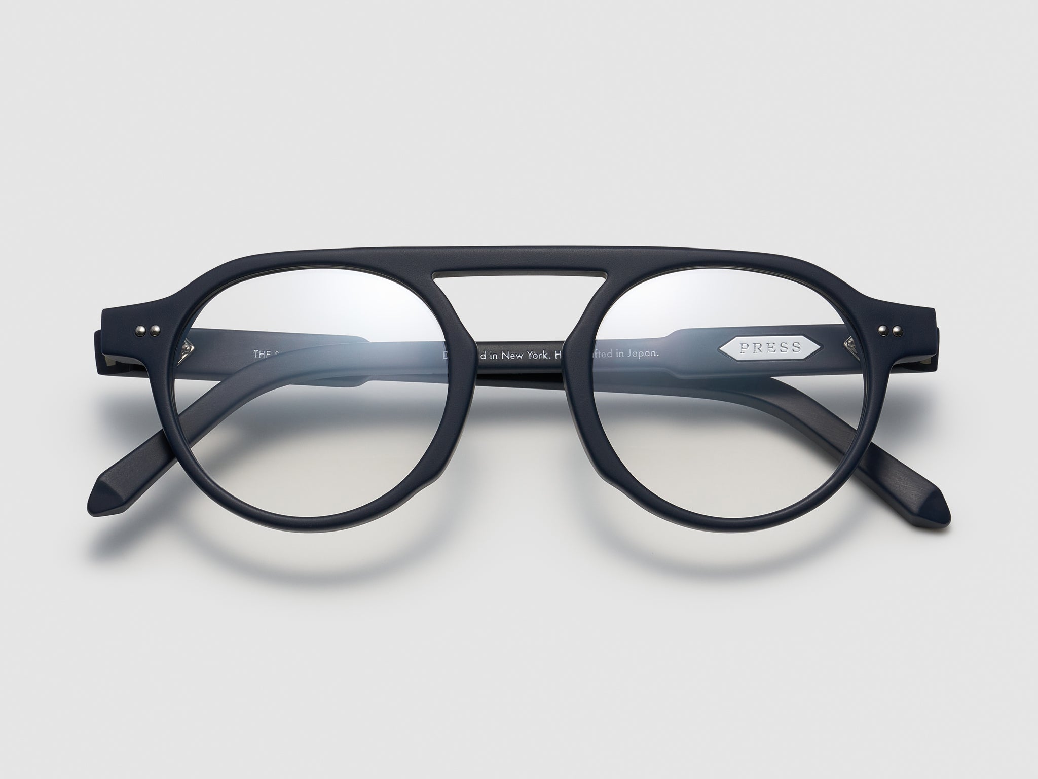 The Salesman Optical Matte Navy / Silver - TI014 #color_matte-navy-silver-ti014